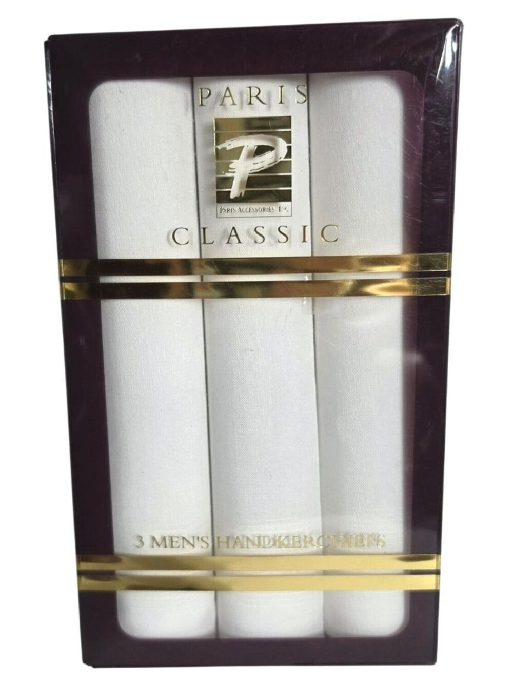 NIP Vintage Paris Classic Accessories Men's 3 Pack White Handkerchiefs 16"x16"